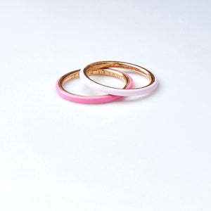 Taffin Jewelry 18K rose gold ceramic rings by James de Givenchy in light and dark pink Exclusive to GEEG